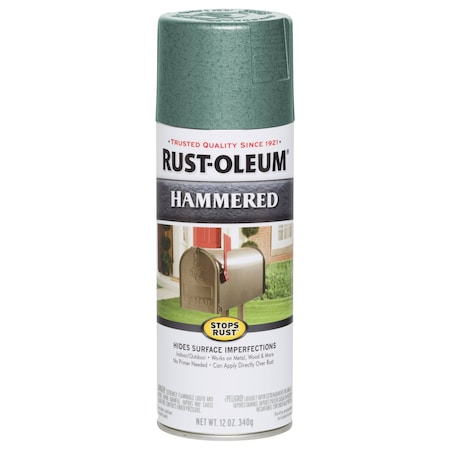 Rust-Oleum Rust Preventative Spray Paint, Verde Green, Hammered, Solvent, 12 Oz 7219830